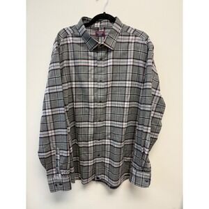 UNTUCKit Mens 3XL Gray Plaid Cotton Flannel Button Down Shirt